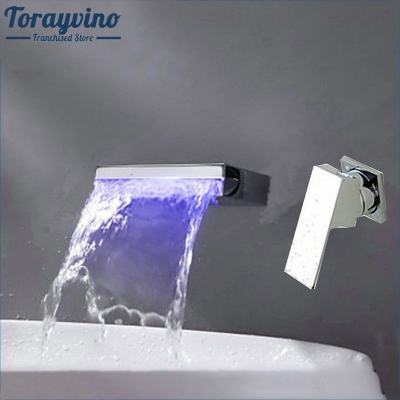 Torayvino waterfall LED Bathroom Faucet light Color Changing Bath Basin