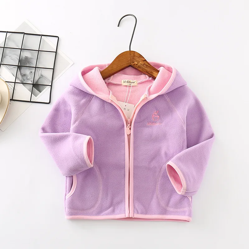 2-9T Kids Fleece Jackets Coats Embroidery Baby Boy Girls Hooded Jacket Winter Autumn Spring Child Girl Outfit Teenagers Outwears