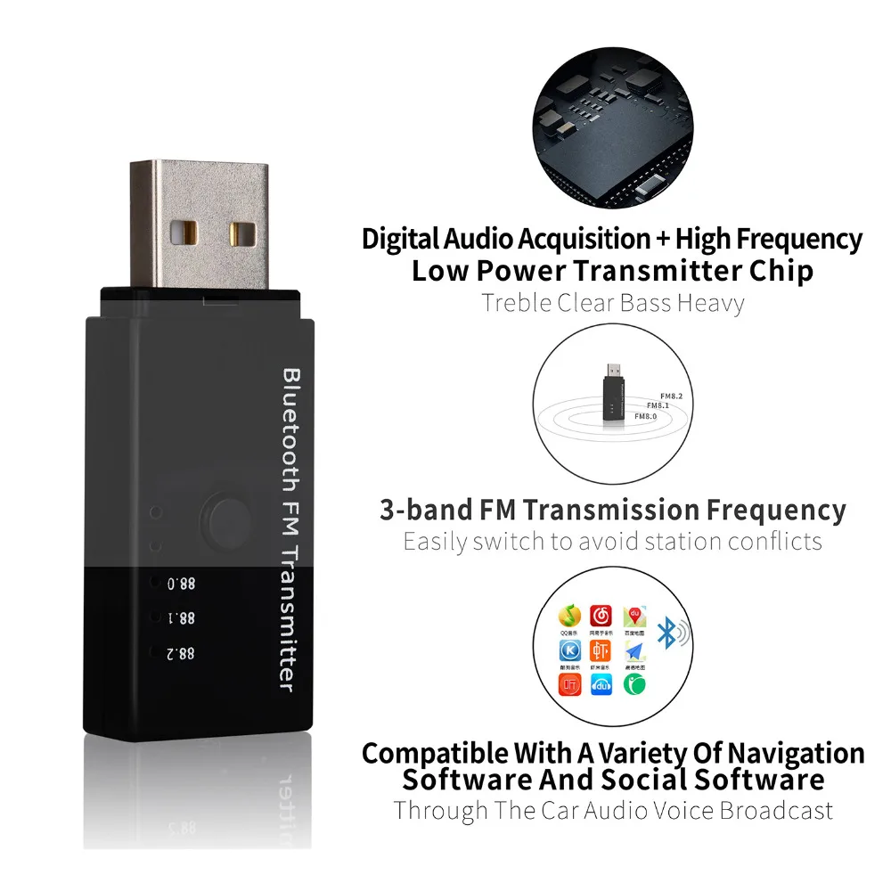 JINSERTA, USB, Bluetooth, 4,2, fm-передатчик, беспроводной, FM модулятор, автомобильный, Bluetooth, комплект, громкая связь, музыкальный плеер для iPhone, samsung