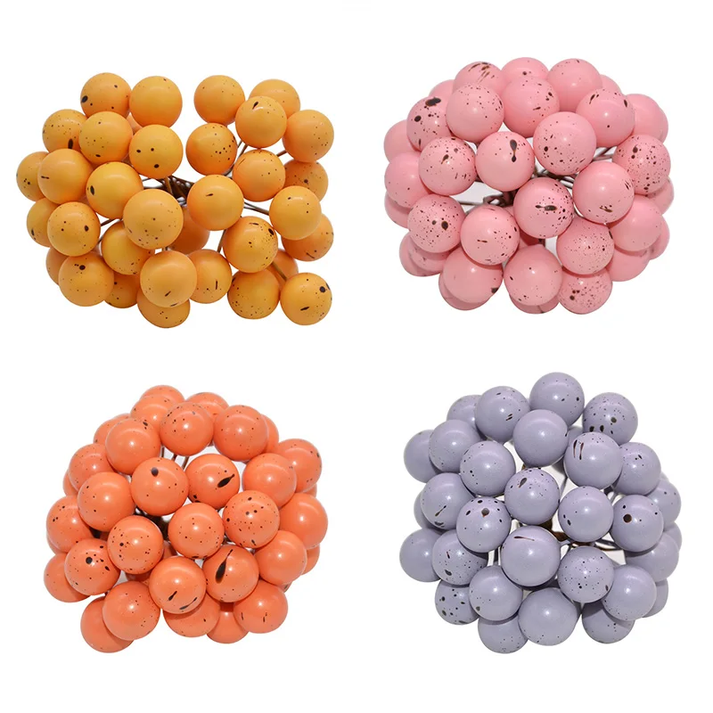 

50pcs Mini Artificial Flower Fruit Stamens Cherry Plastic Quail Eggs Berries for Wedding DIY Gift Box Decorated Supplies
