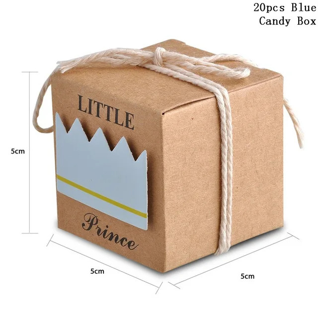 20/40pcs Kraft Paper Candy Box Baby Shower Gifts For Guest Kid Birthday Party Babyshower Boy Girl Gift Box 1th Party Supplies - Цвет: 20pcs blue