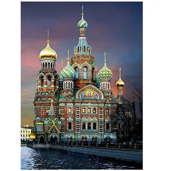 

3d diy Diamond Painting cross stitch Diamond embroidery Church of the Savior on Blood round Resin Pasted Diamond Patterns