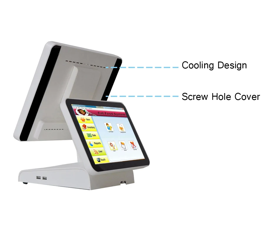 Полностью набор двойной POS системы двойной экран 15 дюймов двойной емкостный POS для розничной торговли