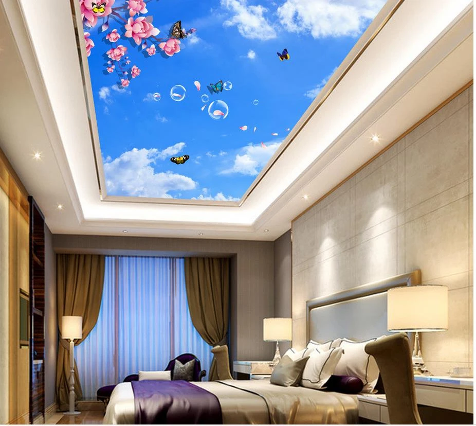 カスタム写真壁紙大3dステレオロマンチックな青い蝶蘭天井3d壁紙自然3d壁紙mural 3d Wallpaper Murals Wallpaper Muralnatural 3d Wallpapers Aliexpress