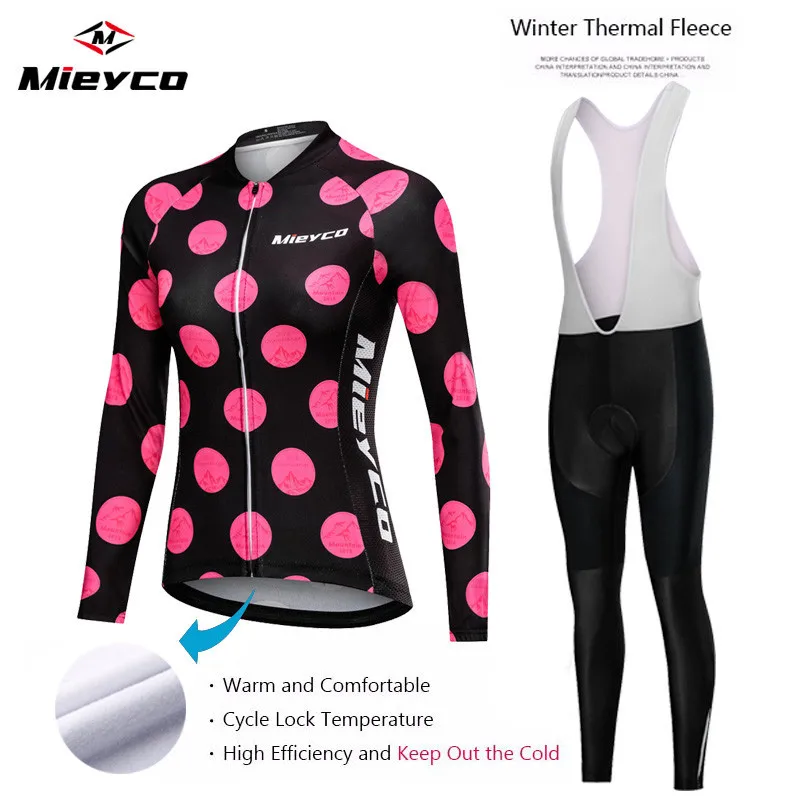 Женская велосипедная Джерси наборы Зимняя Термальная флисовая велосипедная Одежда дорожный велосипед MTB с длинным рукавом Женская велосипедная одежда - Цвет: 6