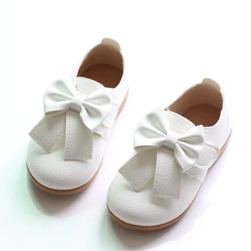 

HaoChengJiaDe Brand New Girls Leather Pink & White Dancing Shoes Fashion Style Princess Girls Shoes Bowknot Dress Wedding Shoes