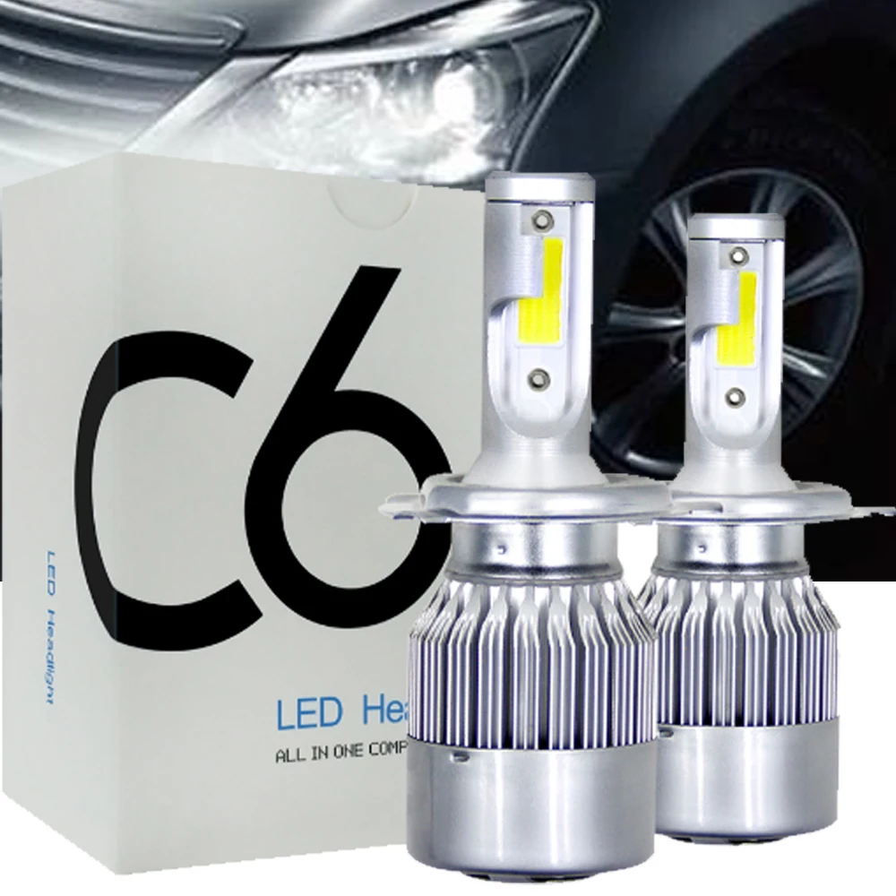 

Bright 2pcs C6 LED Car Headlights 72W 7600LM COB Auto Headlamp Bulbs H1 H3 H4 H7 H11 880 9004 9005 9006 9007 Car Styling Lights