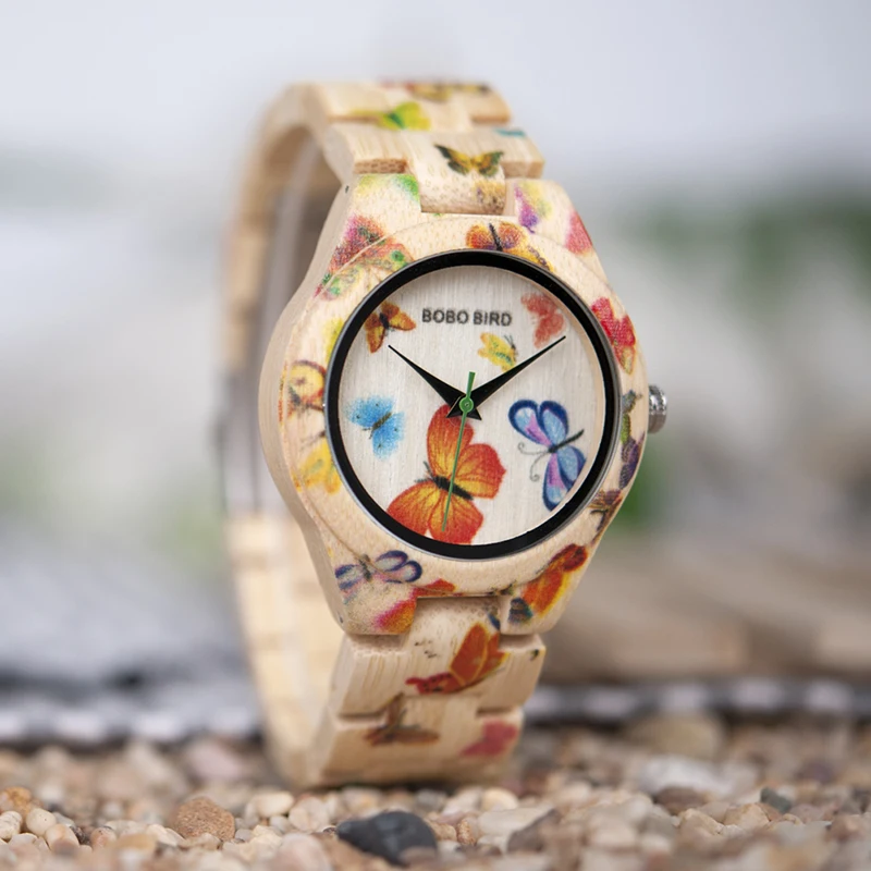 BOBO BIRD креативные бамбуковые часы для женщин ручной работы деревянный бамбуковый ремешок кварцевые наручные часы для женщин C-O20