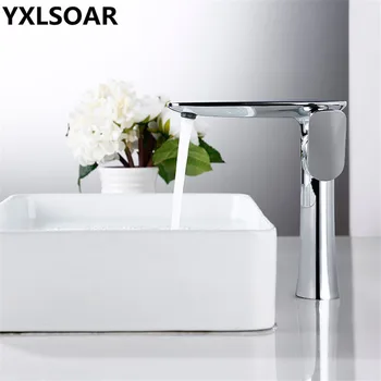 

Bathroom Basin Faucet Solid Brass Hot and Cold Sink Mixer Tap Chrome Lavatory Crane Tap Single Handle Deck Mounted Faucet
