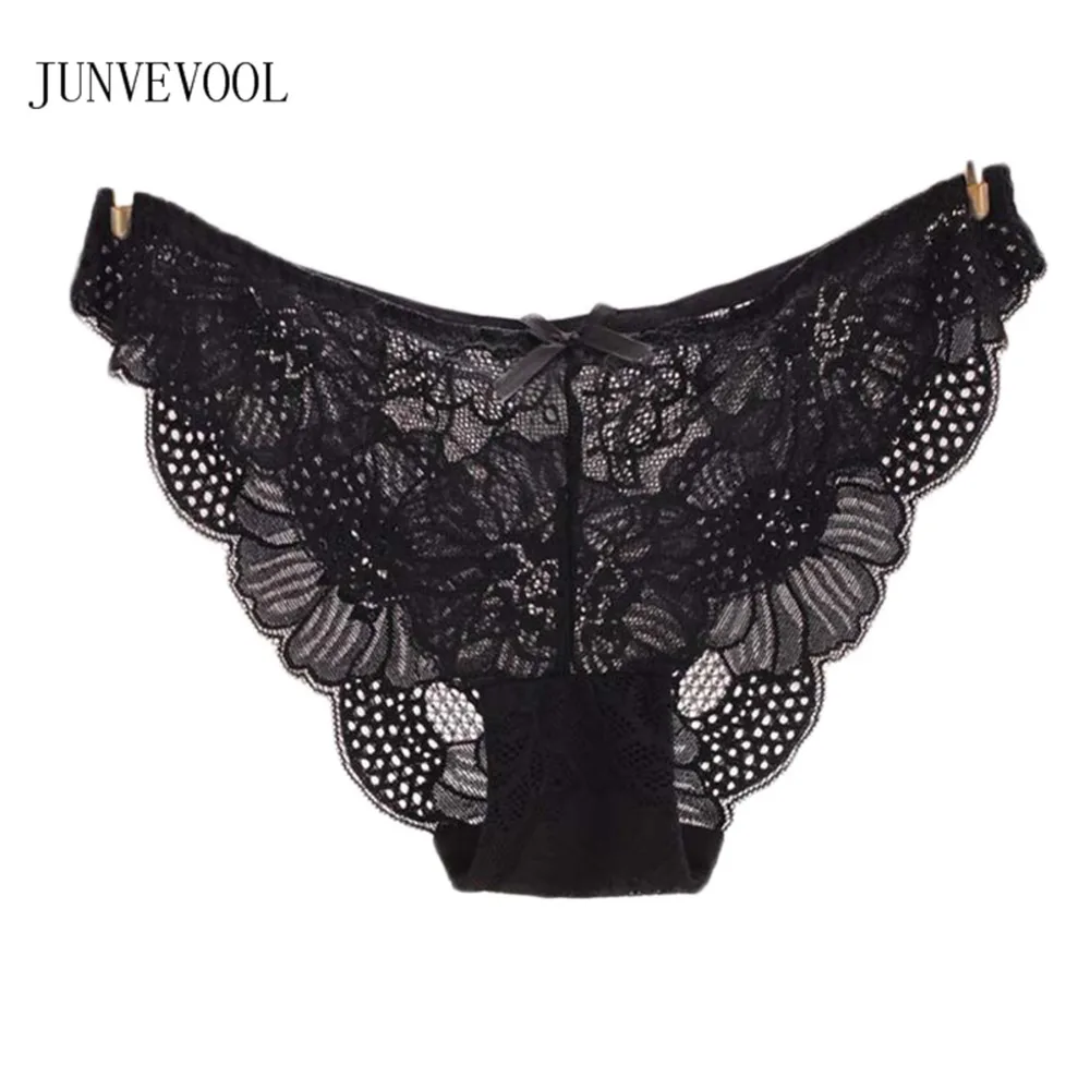 Ruffles Panties Women Sexy Briefs Underwear Lace Print Hallow Out Black Hot Sale New Arrival