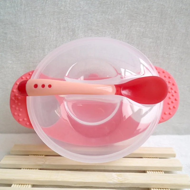 Baby Feeding Tableware Children Plate Sucker Bowl Toddler Baby Kids Child Feeding Lid Training Bowl with Spoon Cartoon Binaural 1