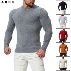 AKSR осенние и зимние повседневные свитера для мужчин модные однотонные с круглым вырезом мужские теплые вязаные пуловеры свитера