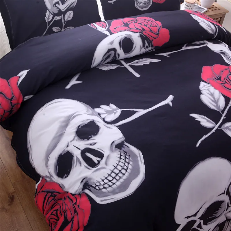 Bonenjoy Rose Skull King Juego De Cama Color negro reina tamaño edredón funda con fundas De almohada conjunto De Cama Juego De Cama Bonenjoy Rose Skull King Juego De Cama Color negro reina tamaño edredón funda con fundas De almohada conjunto De Cama Juego De Cama
