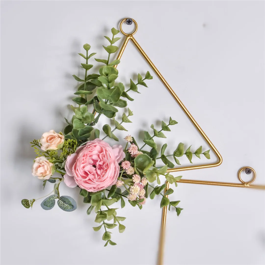 Cilected креативная гирлянда из кованого железа пеньковая веревка настенный венок искусственный цветок пион обруч венок для свадебного украшения - Цвет: A068R03