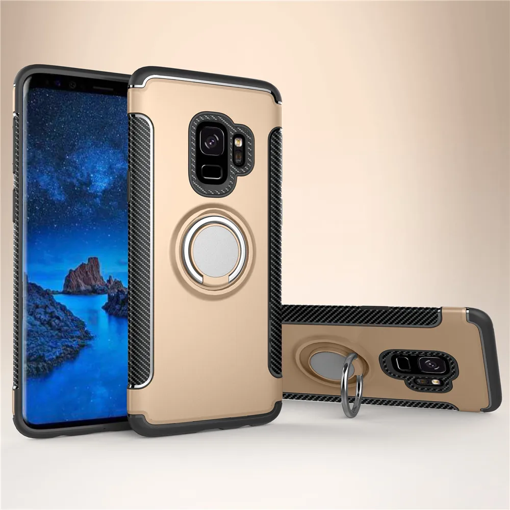 

For Samsung Galaxy S9 Plus Case Cover Colorful Metal Magnetic Ring Holder Soft Silicone TPU Luxury Case for Samsung Galaxy S9