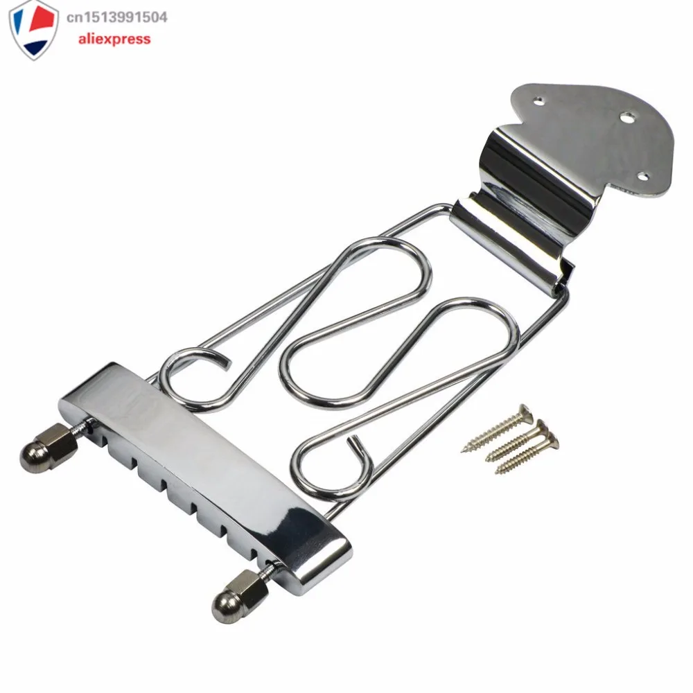 Chrome Deluxe Bass Arch Top Guitar Trapeze Tailpiece Wired Frame Guitar