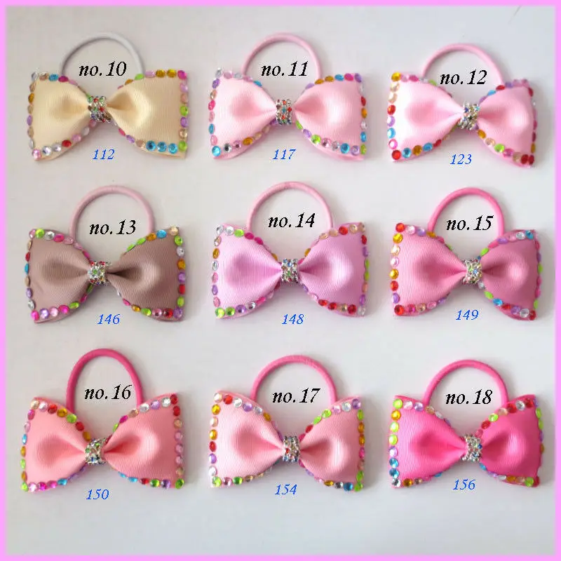 

100 Girl Fashion 4" Bowknot Hair Bow Elastic Flash Rainbow Rhinestone Women