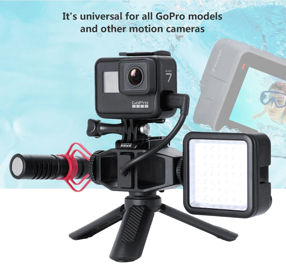 VIJIM GP-1 GoPro Vlogging Стенд кронштейн 2 Холодный башмак 1/4 ''Винт для GoPro Hero 7 6 5 SJcam DJI Osmo экшн-камеры
