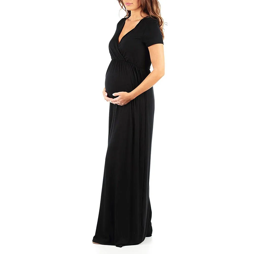 Беременность и кормление платье для беременных на лето беременных женщин одноцветное длинное платье для беременных sukienka ciazowa