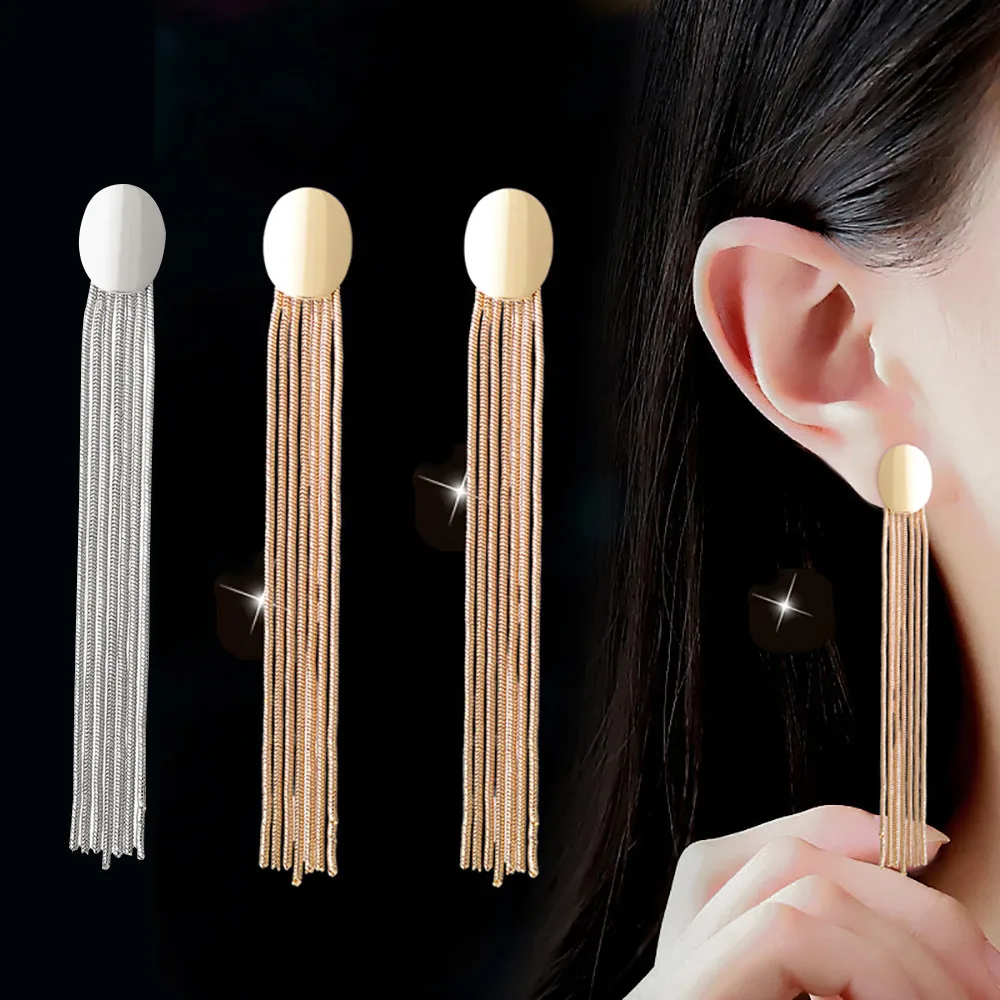 

Women Long Tassel Earrings Fancinating Earrings Jewelry Bijoux Alloy Earring Personalized Shiny Gorgeous Oorbellen Pendientes