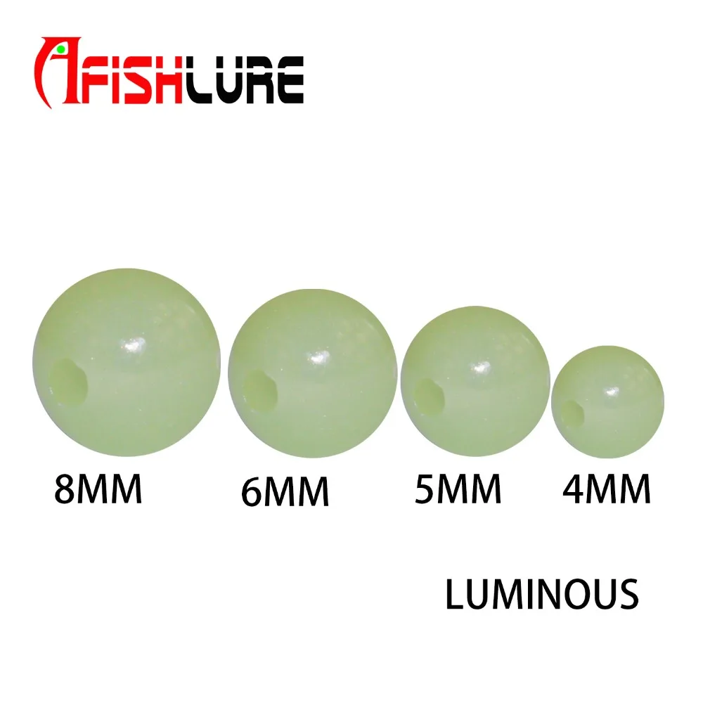 30pcs/lot Luminous Beads 4mm 5mm 6mm 8mm Luminous Block Pearl Fishing