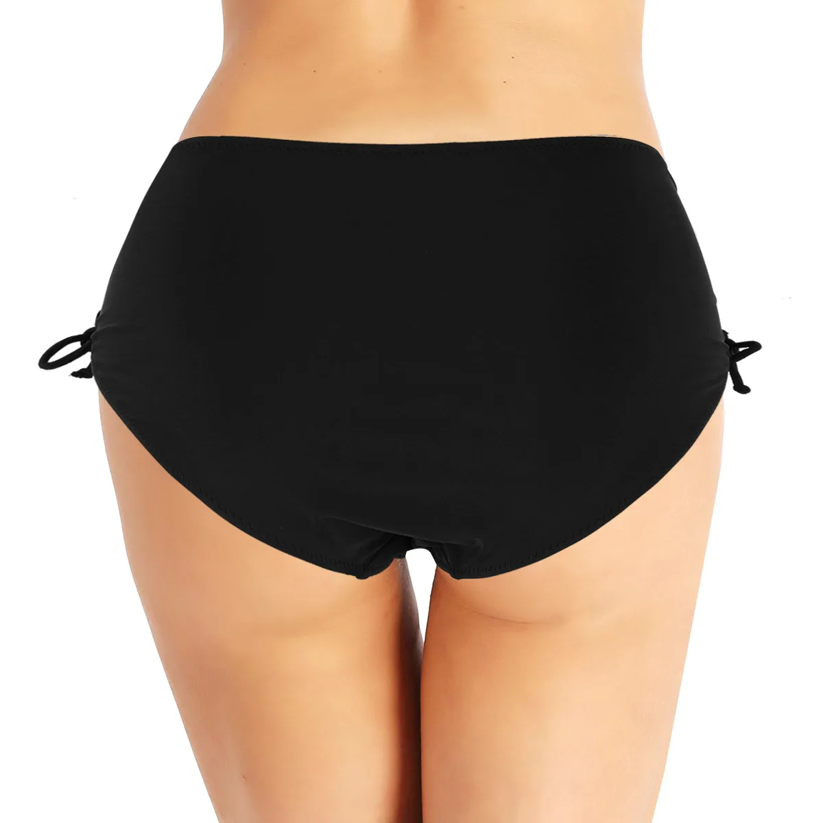 YiZYiF, сексуальные короткие штаны, женские Защитные шорты размера плюс, купальник, средняя талия, сплошной цвет, короткое бикини, низ с боковым шнурком