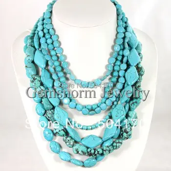 

Charms 7 Rows Different Shapes Stone Necklace Jewelry Nigerian Wedding Necklace Free Shipping TN093