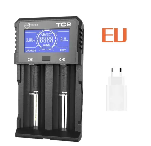 XTAR Allmaybe TC2 ЖК-дисплей Экран USB Батарея Зарядное устройство для 3,6 V/3,7 V 32650 26650 18650 16340 14500 литий-ионных аккумуляторов и литий-железо-фосфатных 1,2 в ААА батареи AA никель-металл-гидридный/никель-кадмиевый - Цвет: EU