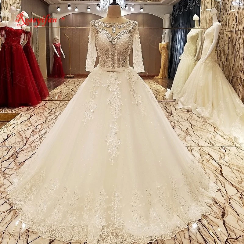 Luxury wedding dress with crystal stonesstone wedding dresswedding