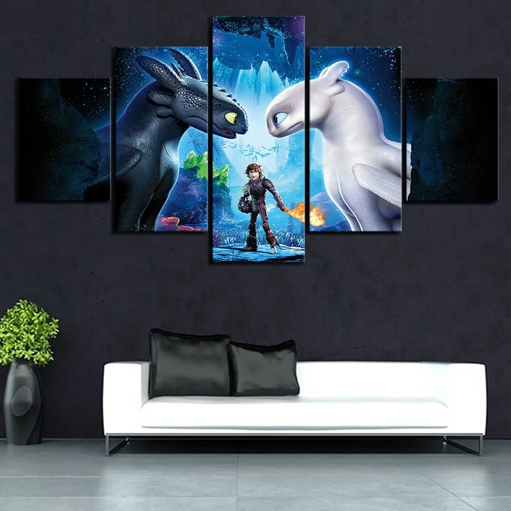 

How To Train Your Dragon 3 The Hidden World Cartoon Movie Poster Pictures Decorative Painting for Living Room Wall Decor