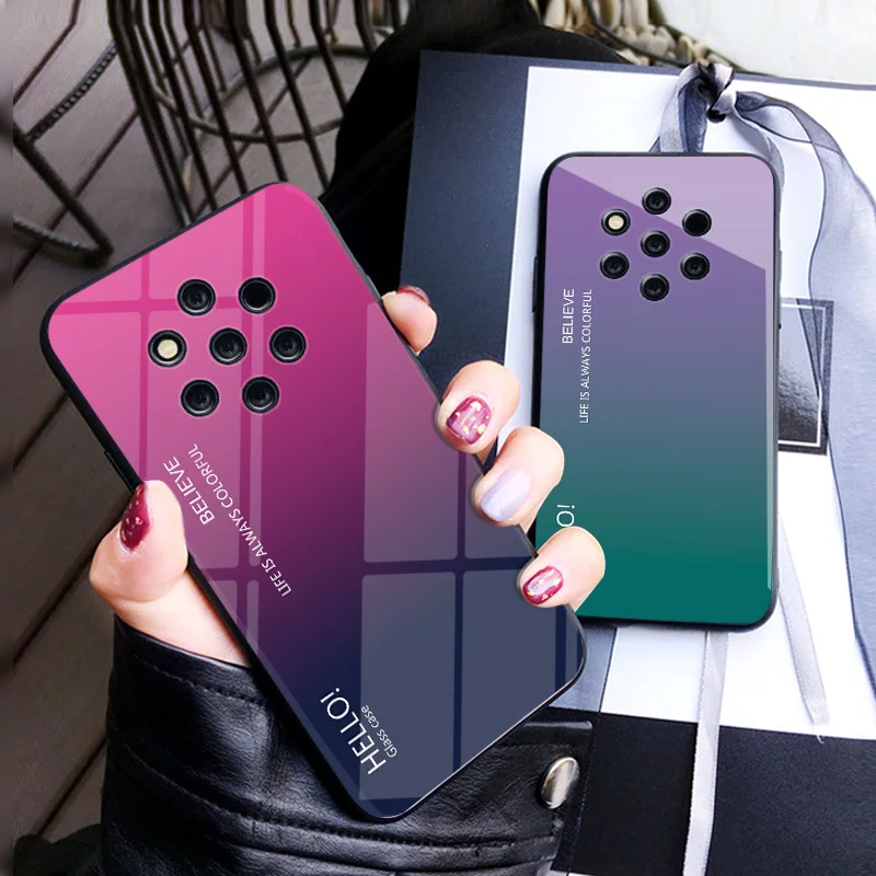 For Nokia 9 PureView Case for Nokia9 PureView Cover Gradient Tempered Glass Silicone Frame Back Cover For Nokia 9 PureView Coque For Nokia 9 PureView Case for Nokia9 PureView Cover Gradient Tempered Glass Silicone Frame Back Cover For Nokia 9 PureView Coque