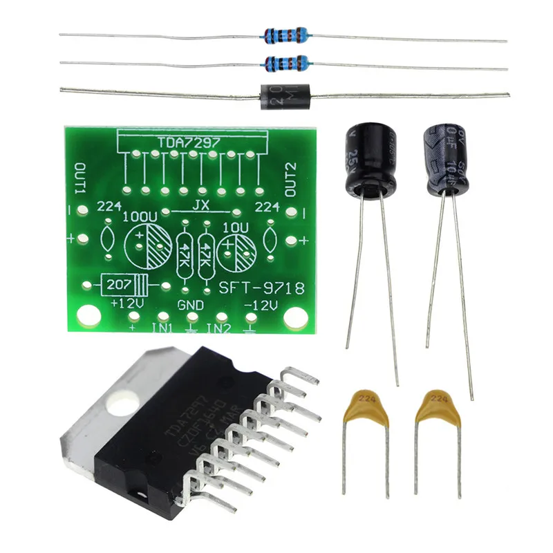 

TDA7297 Amplifier Board DIY KIT 2X15W Amplificatore Stereo Digital Audio Amplifier Suite Trousse Module Dual-Channel Electro 12V