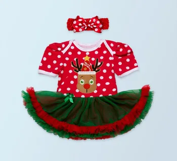 

2PCs per Set Newborn Red Polka Dots Baby Girls Christmas Tutu Dress with Headband for 0-24Months
