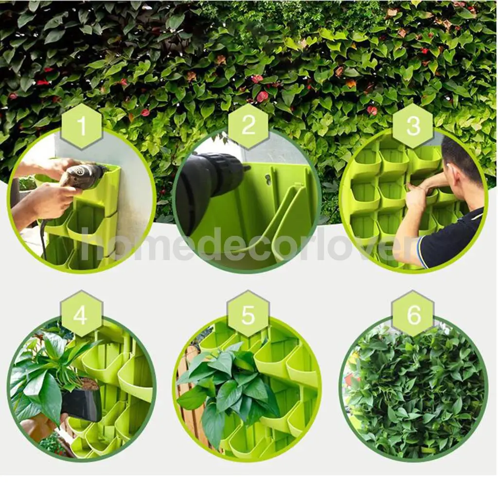 MagiDeal Self Watering Plant Pot 2 Pocket Indoor Outdoor Balcony Herb Vertical Garden Wall Hanging Planter Bag Stackable Bed Box