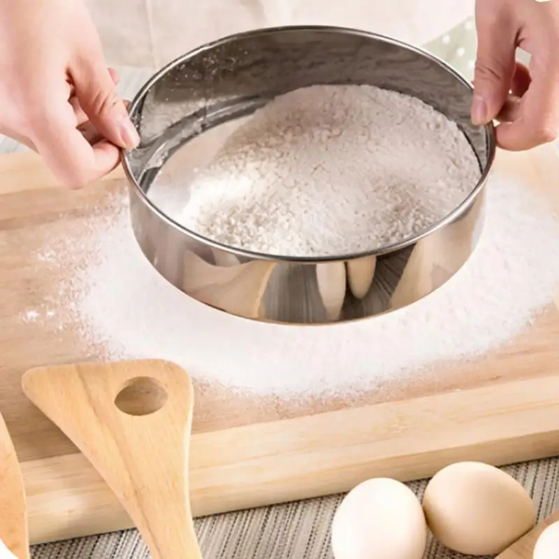 Stainless Steel Flour Sieve colander Powdered Sugar Filter Mesh Sifting