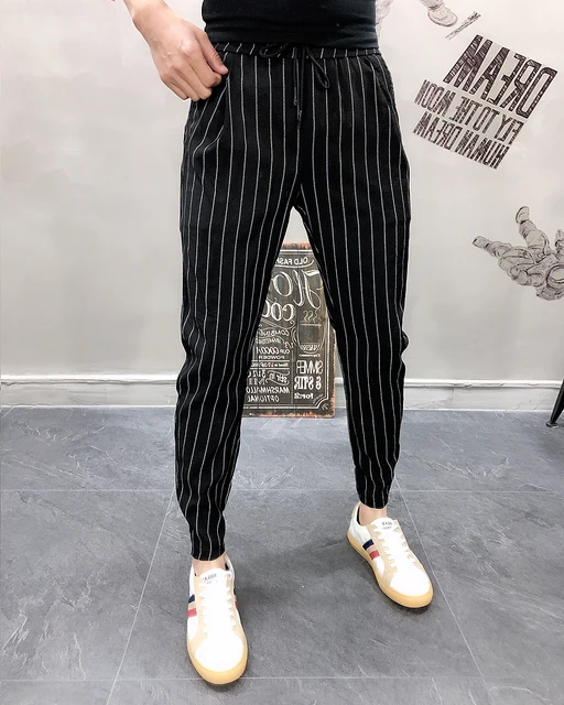 2022 Spring Summer Striped Dress Pant Men Elegant Slim Fit Suit Pant Formal  Business Party Office Trousers Fashion Streetwear