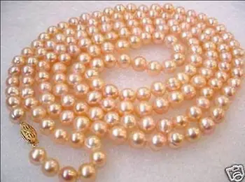

48" Charming 7-8mm Freshwater culture pink pearl necklace LK+001