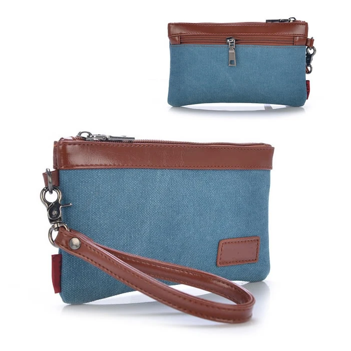 Stone Washed This & That Canvas Clutch And Wristlet 2 in 1 Purse