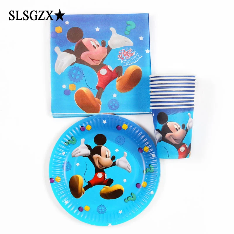 

40PC Mickey Mouse Theme Party Supplies Kid Birthday Party Decor Event Party Supplies Paper Plate Cup Napkins Christmas Party