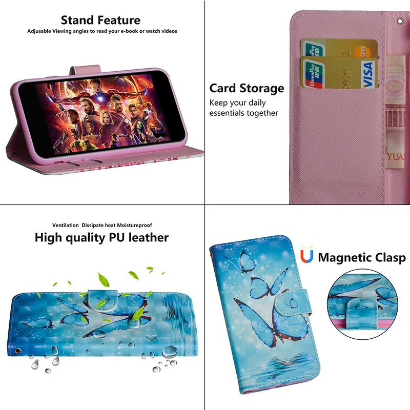 Flip Case For OnePlus 6 One Plus 6 Six 3D Vision Painted Leather Stand Wallet Cover For Iphone X 10 5S SE 6 6S 7 8 Plus Coque (15)