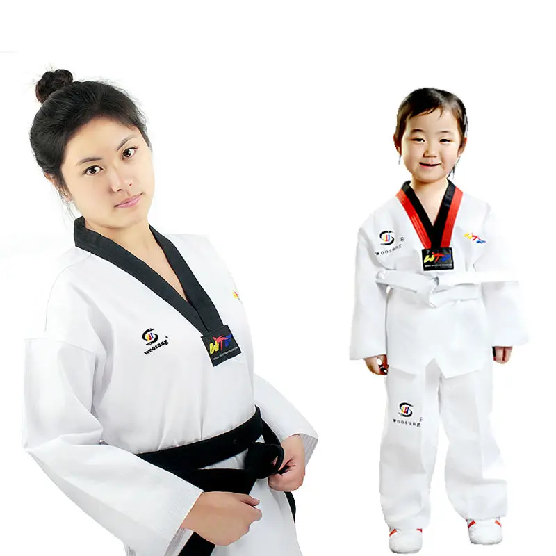 White woosung Taekwondo Dobok Kids adult thin WTF Taekwondo uniforms