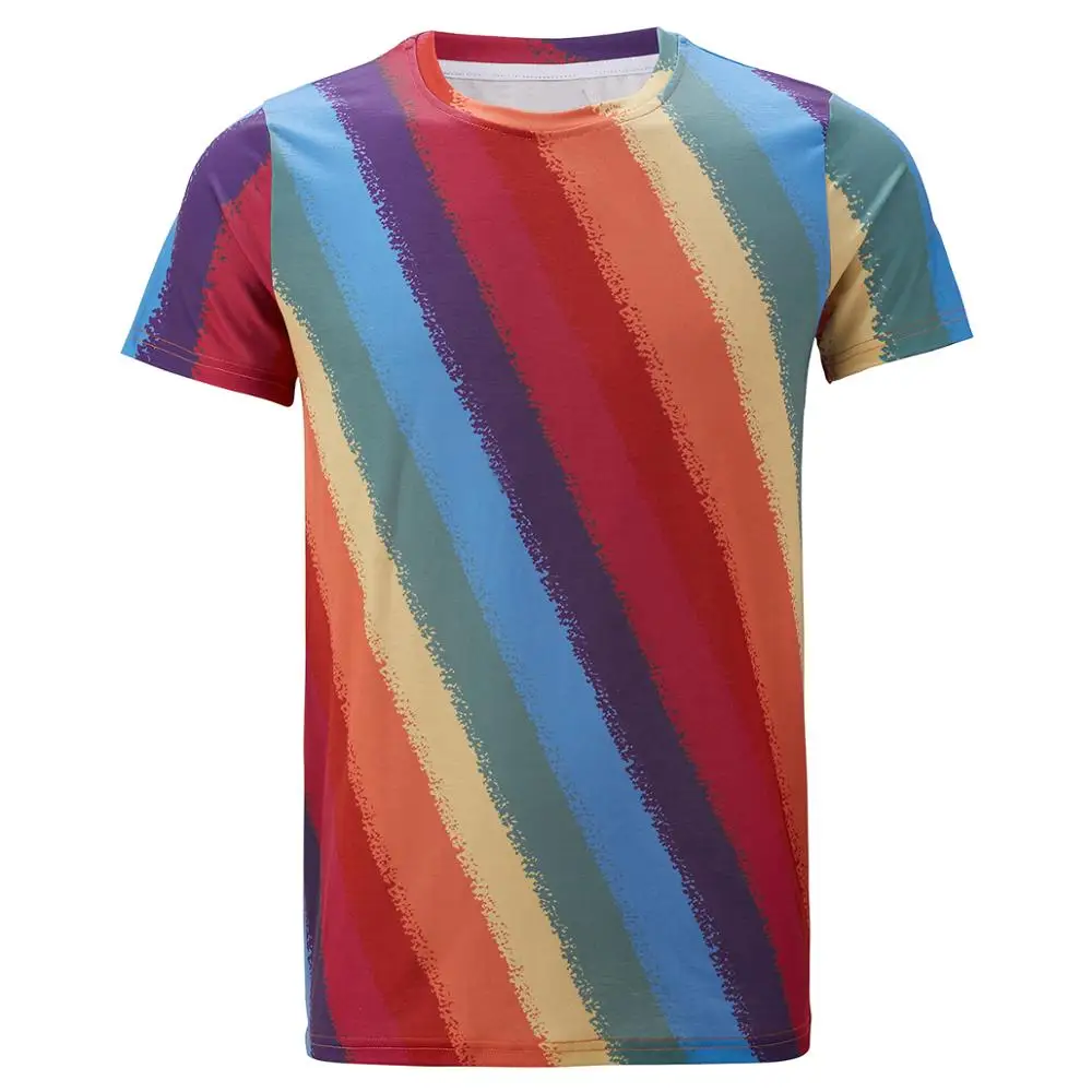 

Men Retro Rainbow Color 60s 70s 80s 3D T-Shirt Adult Disco Dude Tee Shirt Male Summer Party Top