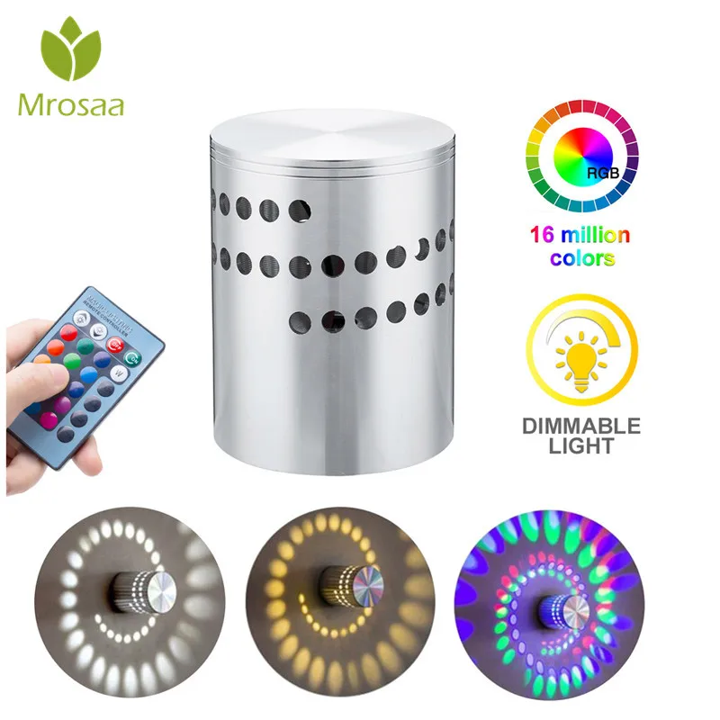 

Mrosaa 3W Dimmable Spiral LED Light Remote Control Mini Ceiling Light 4 Modes Surface Install RGB Colorful Hallway Corridor Lamp