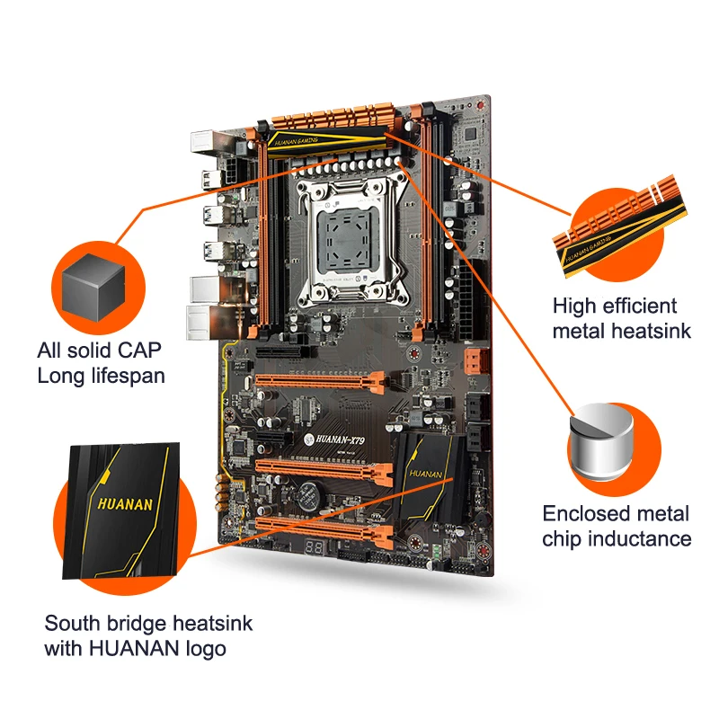 Бестселлер HUANAN deluxe X79 LGA2011 игровая материнская плата набор Xeon E5 2690 C2 с кулером для процессора ram 32G(2*16G) DDR3 1333MHz RECC