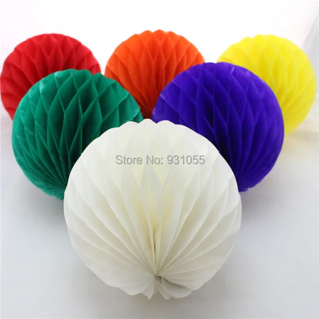12 tissue paper honeycomb ball white yellow orange green purple red