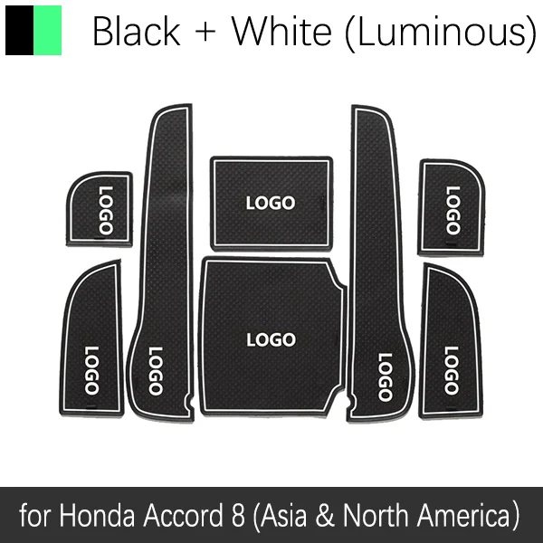 Противоскользящие ворота Слот коврик резиновая подставка для Honda Accord 8 Азия и Америка 2008 2009 2010 2011 2012 аккорд аксессуары наклейки - Название цвета: White Luminous