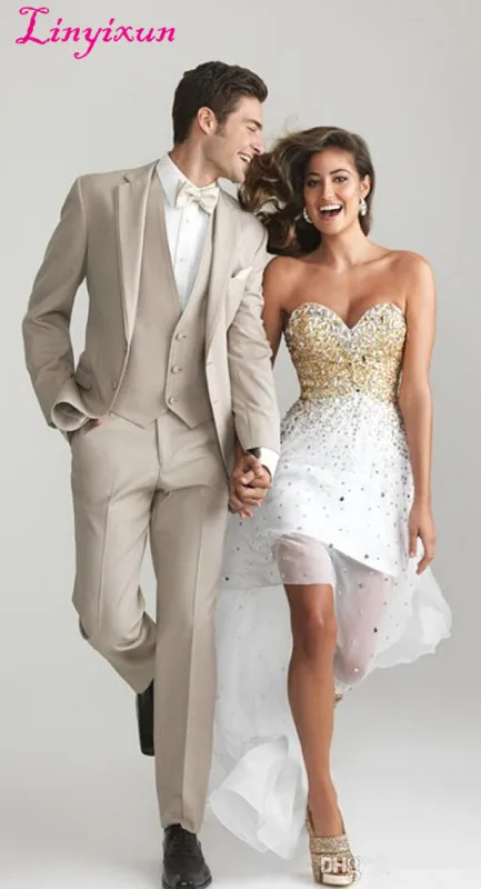 

Linyixun Custom Made Trajes De Novio Hombre Veste Blazer One Bouton Avec Chaine Men Champagne Linen Suit Summer Wedding Tuxedo