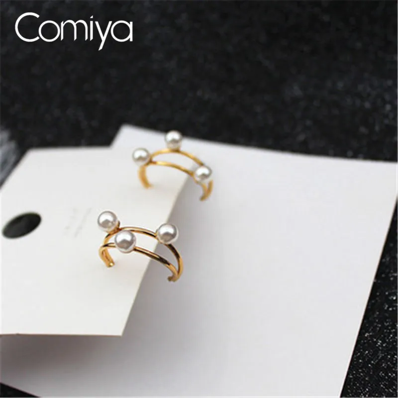 

Comiya Earrings For Women Acrylic Pearls Pendientes Elegant Accessories Gold Color Zinc Alloy Fashion Korean Wedding Earring