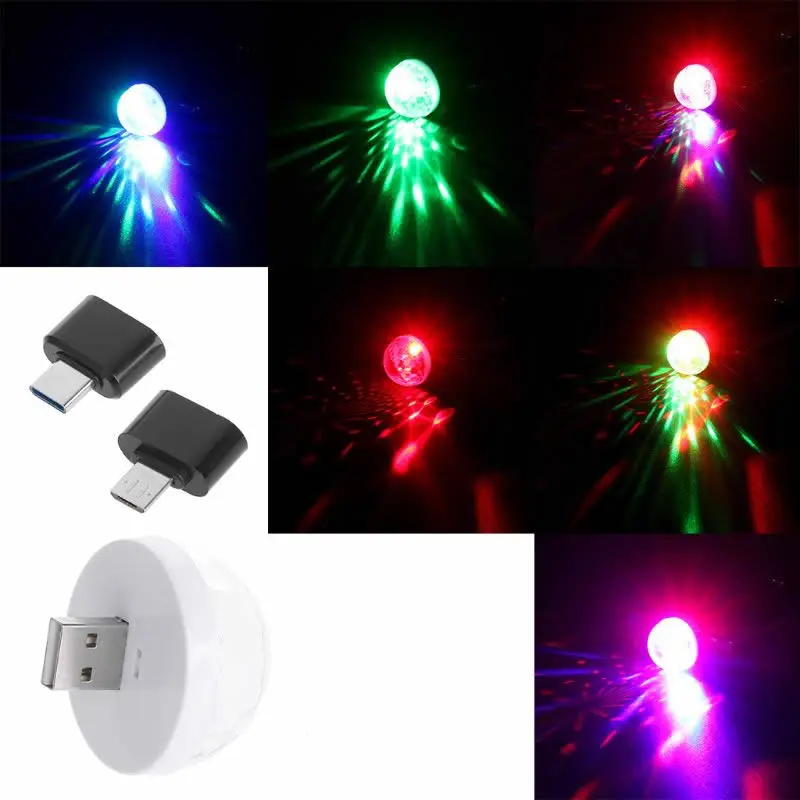 

LED Car USB Atmosphere Light DJ RGB Mini Colorful Music Sound Lamp for USB-C Phone Surface Enjoy Football Match