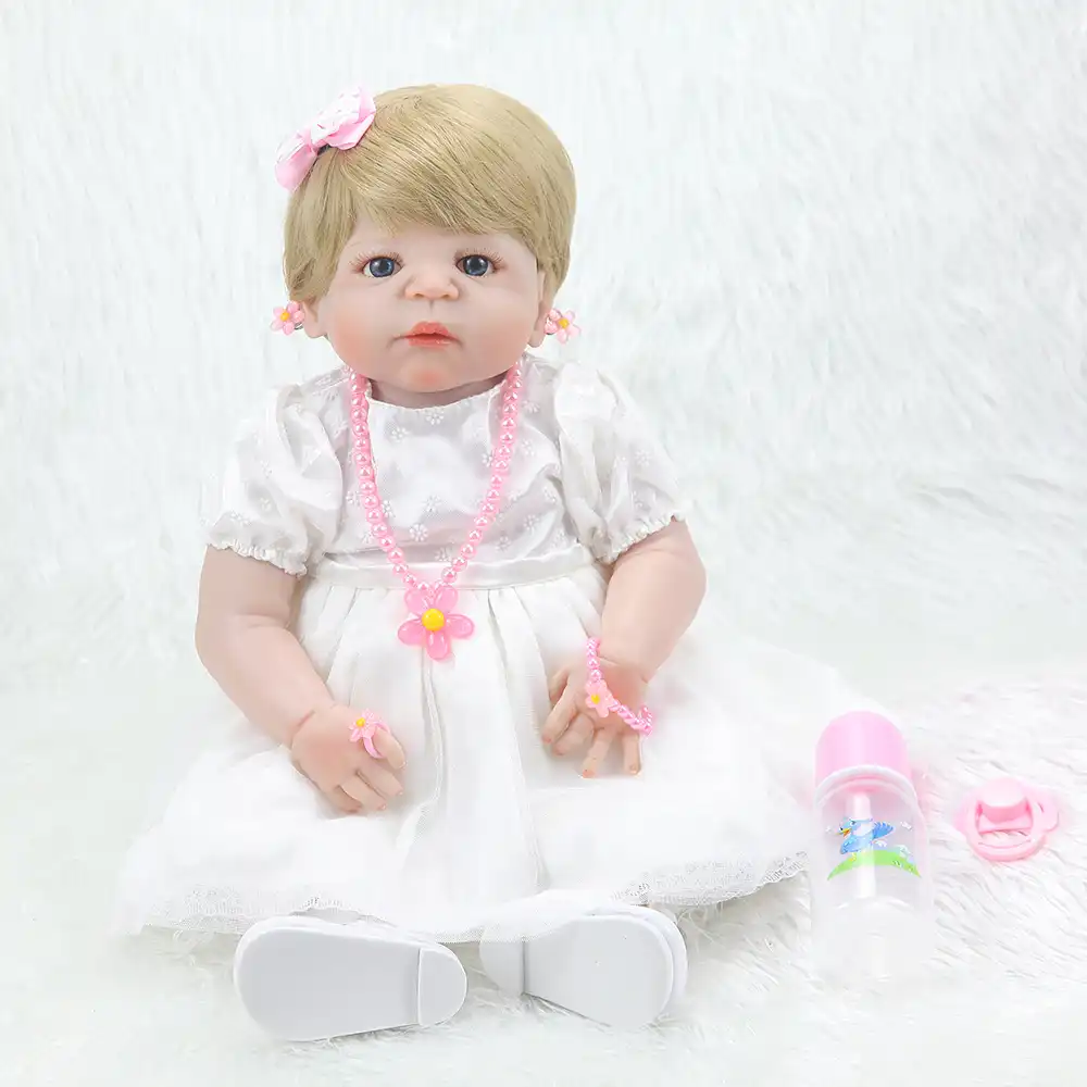 22 Inch Doll Baby Resurrection Silicone Blonde Baby Girl Blue Eyed